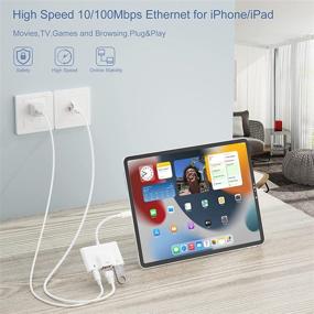 img 2 attached to 🔌 High-Speed RJ45 Ethernet LAN Wired Network Adapter with USB 3 Camera Adapter and Charge Port - 3-in-1 Wired Ethernet Adapter, Compatible with iPhone/iPad - 10/100Mbps