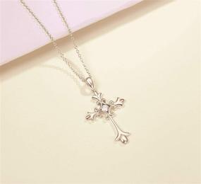 img 3 attached to 🕊️ FANCIME 925 Sterling Silver Pendant Necklace - White Gold and Rose Gold Plated Embossed Infinity Cross Crucifix with CZ Stone - Delicate and Dainty Fine Jewelry for Women and Girls - Available in 16+2" and 18" Length