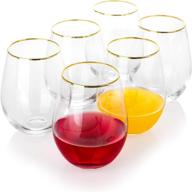 🍷 set of 6 everest global large stemless gold rim wine glasses, 18 oz - sleek modern drinkware for red and white wine, cocktails, juice, water - kitchen glassware for every occasion - perfect gift idea логотип