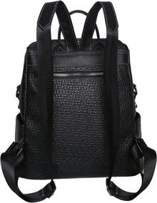 img 1 attached to 🎒 Перетяжной женский рюкзак из искусственной кожи - универсальная черная путешественническая сумка на плечо, идеальная для девушек.