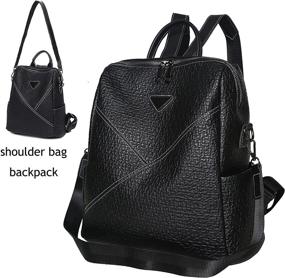 img 3 attached to 🎒 Перетяжной женский рюкзак из искусственной кожи - универсальная черная путешественническая сумка на плечо, идеальная для девушек.
