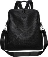 🎒 перетяжной женский рюкзак из искусственной кожи - универсальная черная путешественническая сумка на плечо, идеальная для девушек. логотип