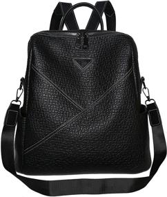 img 4 attached to 🎒 Перетяжной женский рюкзак из искусственной кожи - универсальная черная путешественническая сумка на плечо, идеальная для девушек.