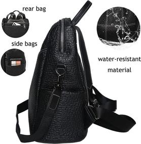 img 2 attached to 🎒 Перетяжной женский рюкзак из искусственной кожи - универсальная черная путешественническая сумка на плечо, идеальная для девушек.