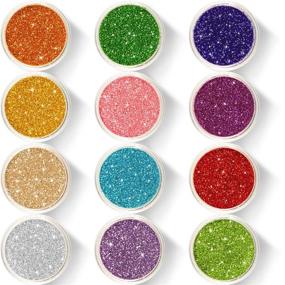 img 3 attached to 🌈 Wenida Glitter: 12 Color Holographic Cosmetic Festival Powder Sequins Craft Glitter - Perfect for Arts, Face, Hair, Body, and Nails