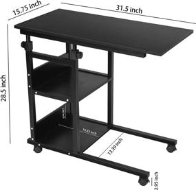 img 3 attached to 🌟 Black C-Shaped Side Table with Storage Shelves and Height Adjustment: Sofa Couch Coffee End Table, Bedside Table, Laptop Desk with Wheels – Perfect for Living Room and Bedroom - Lavievert