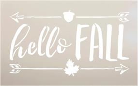 img 4 attached to 🍁 StudioR12 Hello Fall Stencil: Leaf, Acorn, Arrow Design for Rustic DIY Home Decor, Wood Signs, Crafts, and Scrapbooking - Reusable Mylar Template, Choose Size (8" x 5")