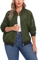 in'voland women's plus size bomber jacket - lightweight quilted coat with pockets, zip-up casual outwear logo