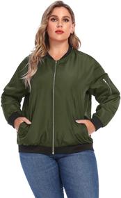 img 3 attached to IN'VOLAND Women's Plus Size Bomber Jacket - Lightweight Quilted Coat with Pockets, Zip-Up Casual Outwear