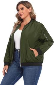 img 2 attached to IN'VOLAND Women's Plus Size Bomber Jacket - Lightweight Quilted Coat with Pockets, Zip-Up Casual Outwear