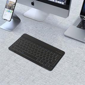 img 1 attached to 💻 Ultra-Slim Rechargeable Bluetooth Keyboard: iOS, Android, Windows & Mac Compatible for iPad, Pro, iPhone, Samsung Galaxy Tablets - Black