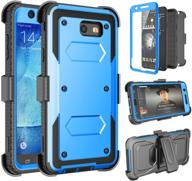 📱 yvenus blue shockproof holster case with built-in screen protector, belt clip, and kickstand for samsung galaxy j7 2017, j7 perx, j7 sky pro, j7 prime, j7 v logo