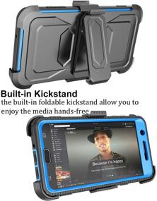 img 3 attached to 📱 Yvenus Blue Shockproof Holster Case with Built-in Screen Protector, Belt Clip, and Kickstand for Samsung Galaxy J7 2017, J7 Perx, J7 Sky Pro, J7 Prime, J7 V