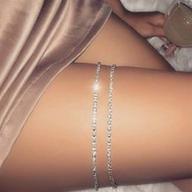 shimmering silver rhinestone thigh body chain for women and girls - bmadge crystal leg chain lc01 - perfect for sexy party nights and nightclubs (1pcs) logo