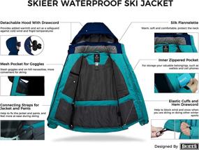 img 2 attached to Skieer Women's Waterproof Ski Jacket - Warm Winter Hooded Coat, Windproof Snowboarding Jacket