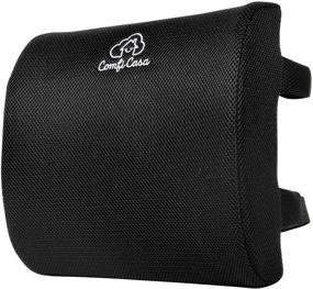 img 4 attached to 🪑 ComfiCasa Memory Foam Lumbar Support Pillow for Chair - Firm Back Cushion with Extender Straps for Comfortable Sitting & Pain Relief - Office Chair, Car Seat, Computer Chair (Black)