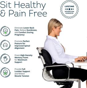 img 3 attached to 🪑 ComfiCasa Memory Foam Lumbar Support Pillow for Chair - Firm Back Cushion with Extender Straps for Comfortable Sitting & Pain Relief - Office Chair, Car Seat, Computer Chair (Black)