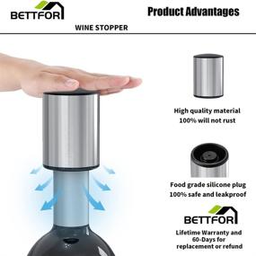 img 3 attached to BETTFOR Wine Stoppers - Vacuum Seal Bottle Stoppers for Freshness, No Leakage - Ideal Wine Lovers' Gifts (Pack of 2, Silver)