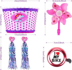 img 3 attached to 🦄 Hicdaw Unicorn Girls Bike Basket: 135Pcs Set with Streamers, Sunglasses, Bell & Flower Girl Decorations