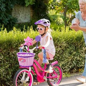 img 1 attached to 🦄 Hicdaw Unicorn Girls Bike Basket: 135Pcs Set with Streamers, Sunglasses, Bell & Flower Girl Decorations