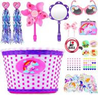 🦄 hicdaw unicorn girls bike basket: 135pcs set with streamers, sunglasses, bell & flower girl decorations logo