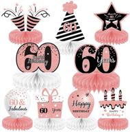 🌹 rose gold 60th birthday decorations: elegant pink centerpieces & honeycomb table topper for cheers to 60 years logo