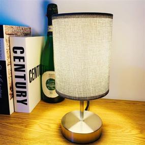 img 3 attached to Modern Touch Control Table Lamp Set of 2 with Dimmable Function and 💡 Grey Fabric Shade - Ideal for Bedroom, Living Room, Office - Includes 4W Dimmable Bulb.