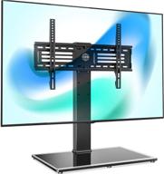 fitueyes universal tv stand/base with mount for 40-75 inch flat screen tv - adjustable height, tempered glass base, holds up to 110lbs screens logo