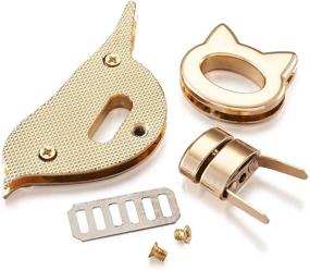 img 2 attached to 👜 Craftdady 6 Sets Handbag Hardware Accessory: Purse Turn Lock Clutch Closures - Bees, Butterflies, Birds, Cats, Ovals, Hearts - Bag Twist Lock for Clutches and Handbags