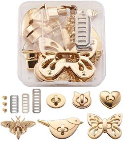 img 4 attached to 👜 Craftdady 6 Sets Handbag Hardware Accessory: Purse Turn Lock Clutch Closures - Bees, Butterflies, Birds, Cats, Ovals, Hearts - Bag Twist Lock for Clutches and Handbags
