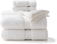🛀 linenspa cotton luxury towel set - 6 piece bundle with 2 bath towels, 2 hand towels, and 2 wash cloths - white logo