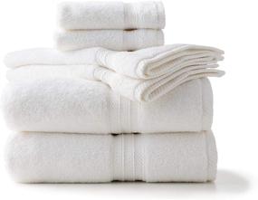 img 4 attached to 🛀 Linenspa Cotton Luxury Towel Set - 6 Piece Bundle with 2 Bath Towels, 2 Hand Towels, and 2 Wash Cloths - White