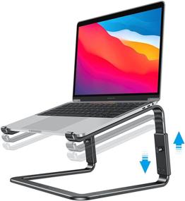 img 4 attached to 👩 OMOTON Adjustable Laptop Stand for Desk, [Upgrade Version] Aluminum 3-Level-Height Laptop Riser, Detachable Computer Stand Compatible with MacBook, Dell, XPS, Samsung, and More - Fits Laptops 11-16 inches, Black