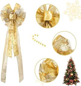img 2 attached to 🎄 Large Gold Christmas Tree Topper Bow with Streamer - 12x31.5 Inches - Wired Edge - Festive Xmas Decoration for Home Decor - Single Side - Includes Packaging