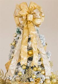 img 4 attached to 🎄 Large Gold Christmas Tree Topper Bow with Streamer - 12x31.5 Inches - Wired Edge - Festive Xmas Decoration for Home Decor - Single Side - Includes Packaging