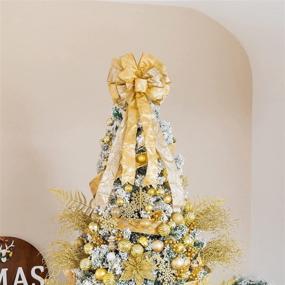 img 1 attached to 🎄 Large Gold Christmas Tree Topper Bow with Streamer - 12x31.5 Inches - Wired Edge - Festive Xmas Decoration for Home Decor - Single Side - Includes Packaging