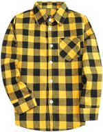 sangtree boys flannel shirt, long sleeve button down flannel plaid shirt for boys, yellow black plaid - 6 years = tag 130 logo
