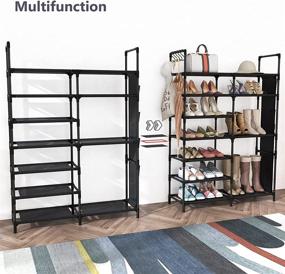 img 3 attached to VTRIN 7 Tier Shoe Rack: Durable Metal Shoe Organizer for Entryway - Holds 24-28 Pairs of Shoes and Boots - Bedroom Storage Solution with Hanging Side Pockets - Black