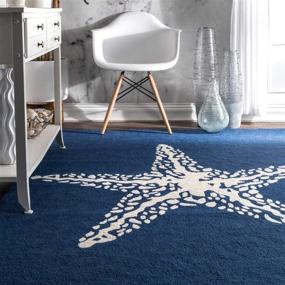 img 2 attached to 🔵 nuLOOM Морской броненосец Внутрипомещенный/наружный акцентный ковер ручной работы - 2' x 4'