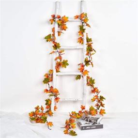 img 3 attached to 🍁 Lvydec 2 Pack Maple Leaves Fall Garland - 6.5ft/Strand Artificial Fall Foliage Garland Colorful Autumn Decor for Home Wedding Party Thanksgiving