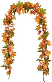 img 4 attached to 🍁 Lvydec 2 Pack Maple Leaves Fall Garland - 6.5ft/Strand Artificial Fall Foliage Garland Colorful Autumn Decor for Home Wedding Party Thanksgiving