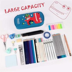 img 1 attached to Firesara Large Capacity Pencil Case: Organize Stationery with Big Storage Compartments - Ideal for Students, School, and Office Use (Lake Blue)