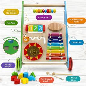 img 3 attached to 🚶 Pidoko Kids Wooden Baby Push Walker - Engaging Push and Pull Learning Walker for Boys and Girls - Multi-Activity Centre for Toddlers