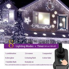 img 2 attached to 🎄 YASENN 300 LED Icicle Lights - 29.5Ft Christmas String Lights with 8 Lighting Modes, Timer Plug, Connectable - Ideal for Christmas Garden, Patio, Eave, Roof, Wall Decorations (Cool White)