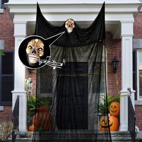 img 4 attached to 👻 Flying Ghost Hanging Decorations for Halloween - Scary Reaper with Motion, Voice Activation, Creepy Sound, Glowing Mask - Perfect for Indoor, Outdoor, Yard and Home Decor