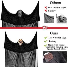 img 1 attached to 👻 Flying Ghost Hanging Decorations for Halloween - Scary Reaper with Motion, Voice Activation, Creepy Sound, Glowing Mask - Perfect for Indoor, Outdoor, Yard and Home Decor