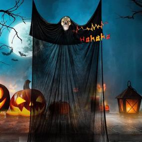 img 3 attached to 👻 Flying Ghost Hanging Decorations for Halloween - Scary Reaper with Motion, Voice Activation, Creepy Sound, Glowing Mask - Perfect for Indoor, Outdoor, Yard and Home Decor