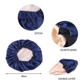 img 1 attached to 🌙 Extra Large Double-Layer Silk Satin Hair Bonnet - Adjustable & Reversible - Durable for Curly Hair Sleeping, Makeup, and Skin Care (Black)