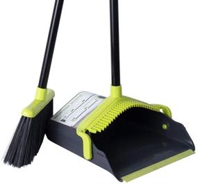 img 4 attached to 🧹 Efficient Upright Dust Pan Sweep Set with Long Handle for Home, Kitchen, Office, and Lobby - Keep your Space Clean with this Broom and Dustpan Combo