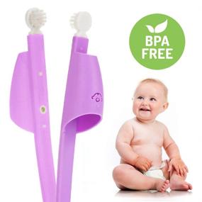 img 1 attached to 👶 Finger Toddler Toothbrush, Soft Anti-Slip Finger Sleeve Baby Toothbrush for 1 Year and up (Purple) - Convenient and Effective Mami-Assisted Oral Care Solution